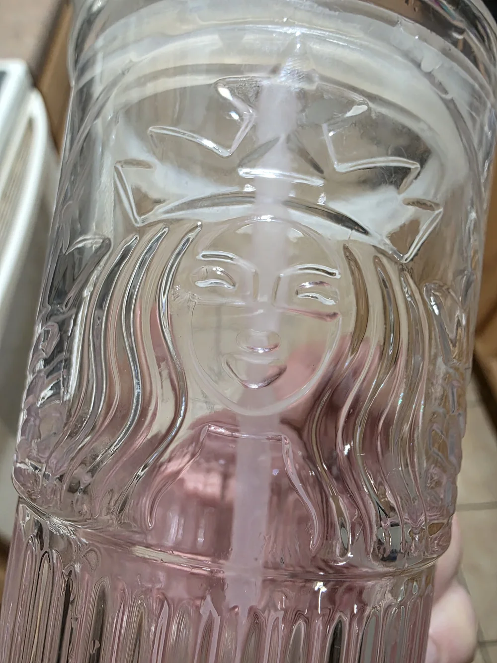 2024 Starbucks Glass Cup Gradient Sakura Tumbler w/Cherry blossom Topper